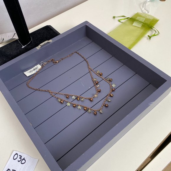 NWT Women's Two Strand Necklace with Bronze and Clear Beads - Picture 8 of 14